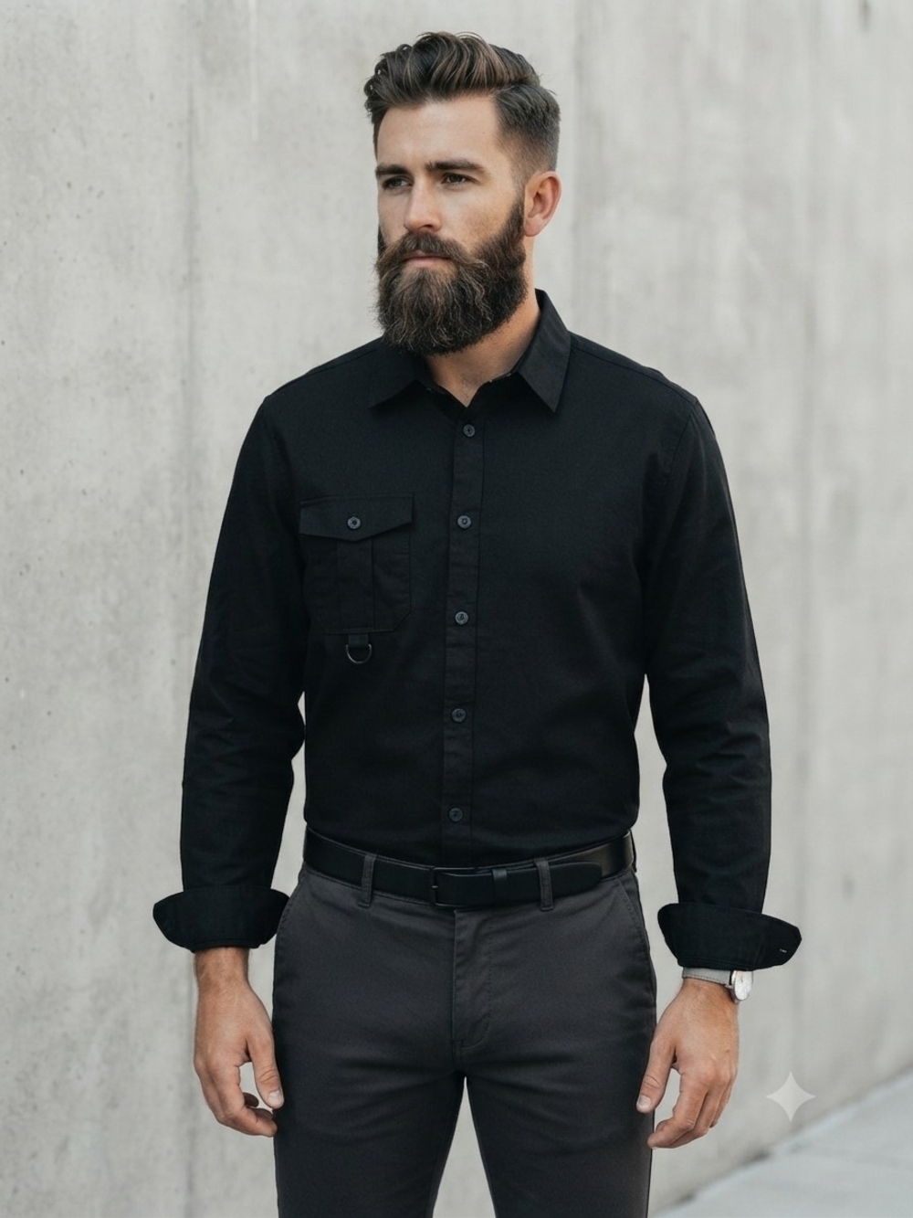 Reason Black Utility Dress Shirt NWT XL Cargo Pocket Long Sleeve Casual